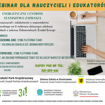 Grafika Zaproszenie na webinary z tematyki Odnawialnych Źródeł Energii