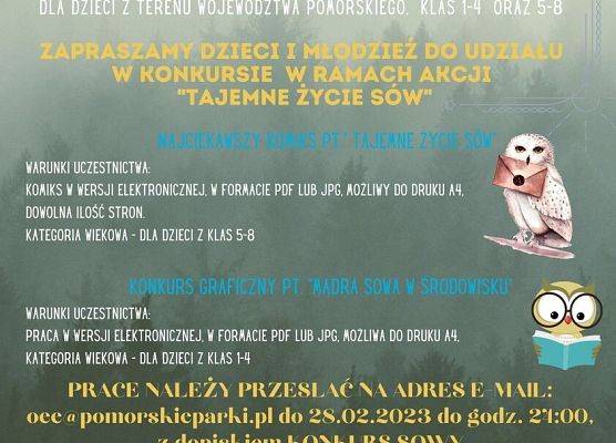 Konkurs "Tajemne życie sów" - plakat